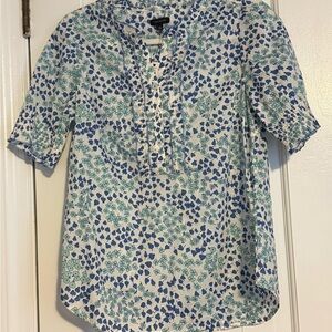 Talbots Blue and Green Patterned Blouse